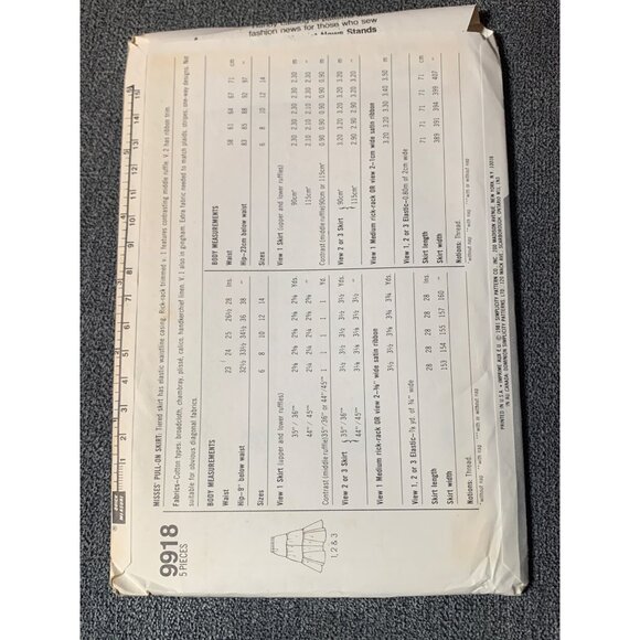 Simplicity 9918 Sewing Pattern Womens Skirt Size 12 Vintage 1980s - Picture 2 of 2